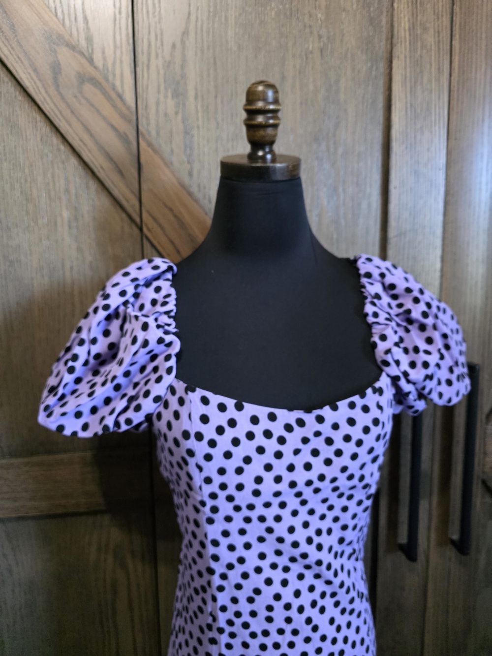 NWT Zara Lavender Maxi Dress with Black Polka Dots - Picture 2 of 4